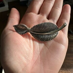 Vintage Silver Leaf Brooch